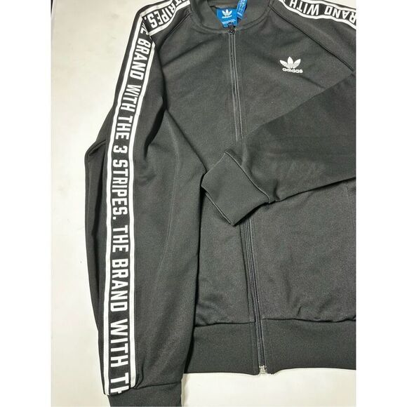 Adidas Men’s Track Full Zip Black White Logo Size L - Picture 6 of 12